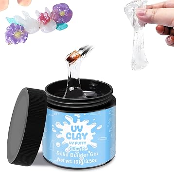 3.5 oz UV Clay Clear Polymer Resin for 3D Crafts, DIY Jewelry Making, Silicone Molds, UV Curing, Crystal Clear Casting, Miniature Art, and Handmade Resin Projects