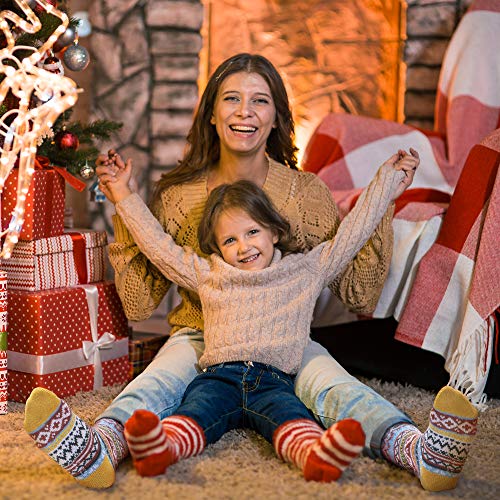 Iceivy Socks Women, Soft Knit Wool Winter Thick Warm Cabin Fuzzy Crew Women Socks 5 Pack (Mix Color - 4) #TOP4