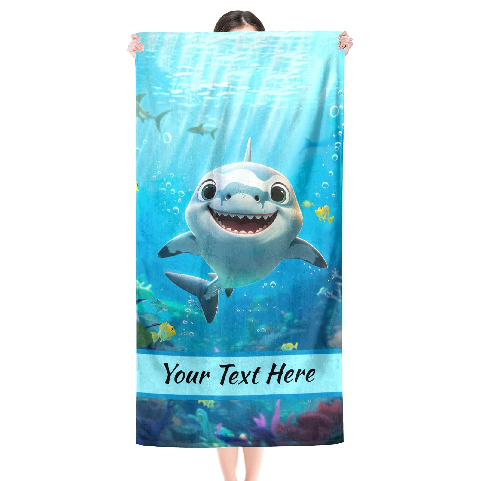 DAXINYI Personalized Beach Towels - Shark - Sand Free Absorbent Beach Accessories for Beach, Travel, Pool, Bath Decor- 30" Wx60 L