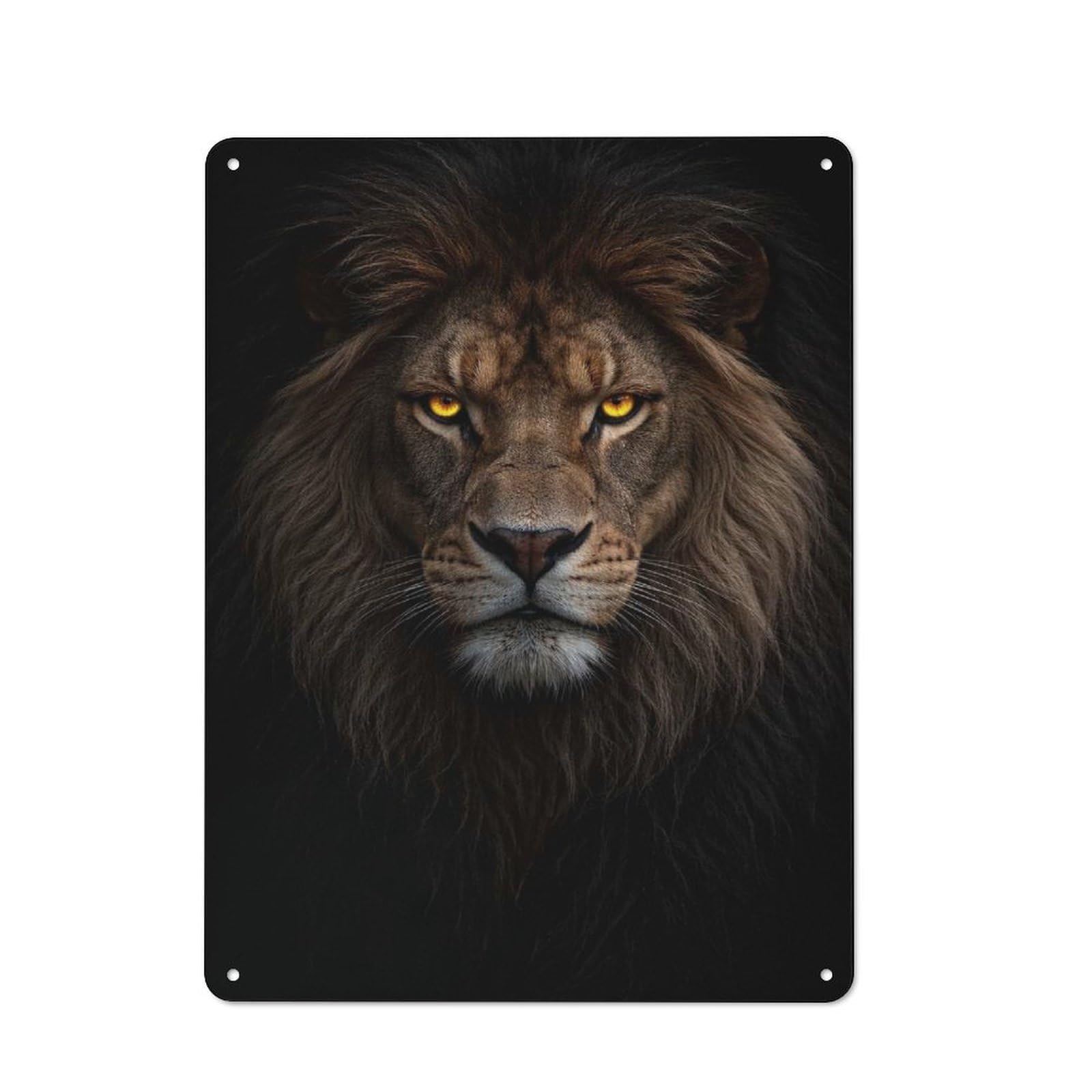 Junmoney Style-9 For Kitchen Or Home Bar, Majestic Lion With Glowing Eyes Rustic Metal Wall Sign 40X30cm, For Winter Room Styling In Kitchen And Home Bar
