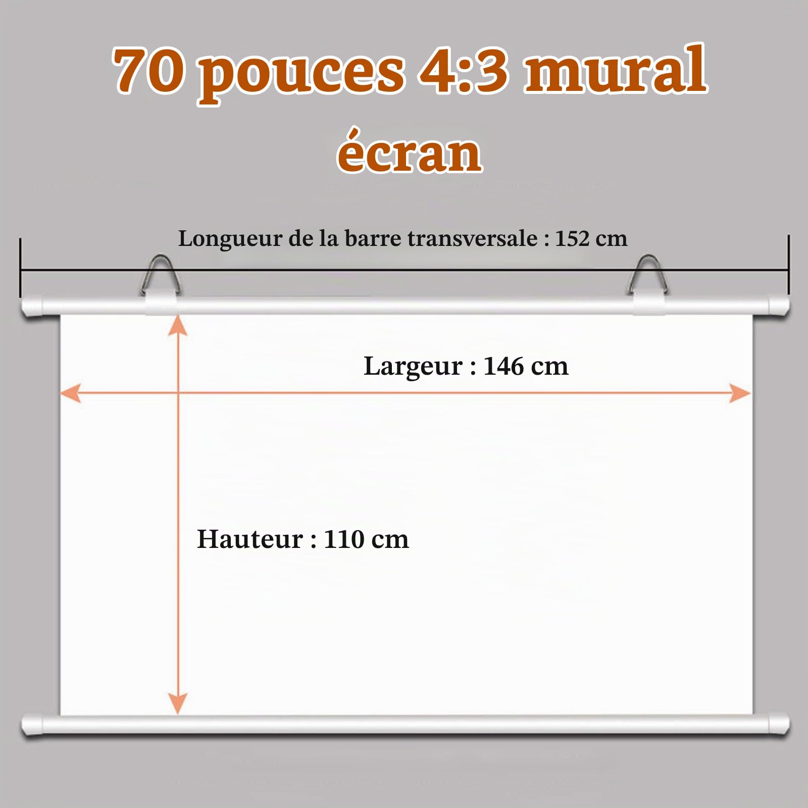 Écran De Projection 60" Manuel Enroulable,ÉCran Plafond Videoprojecteur,Toile projecteur Home Cinema,Anti-Plis,Facile à Ranger,pour CinéMa à Domicile en Salle MultiméDia