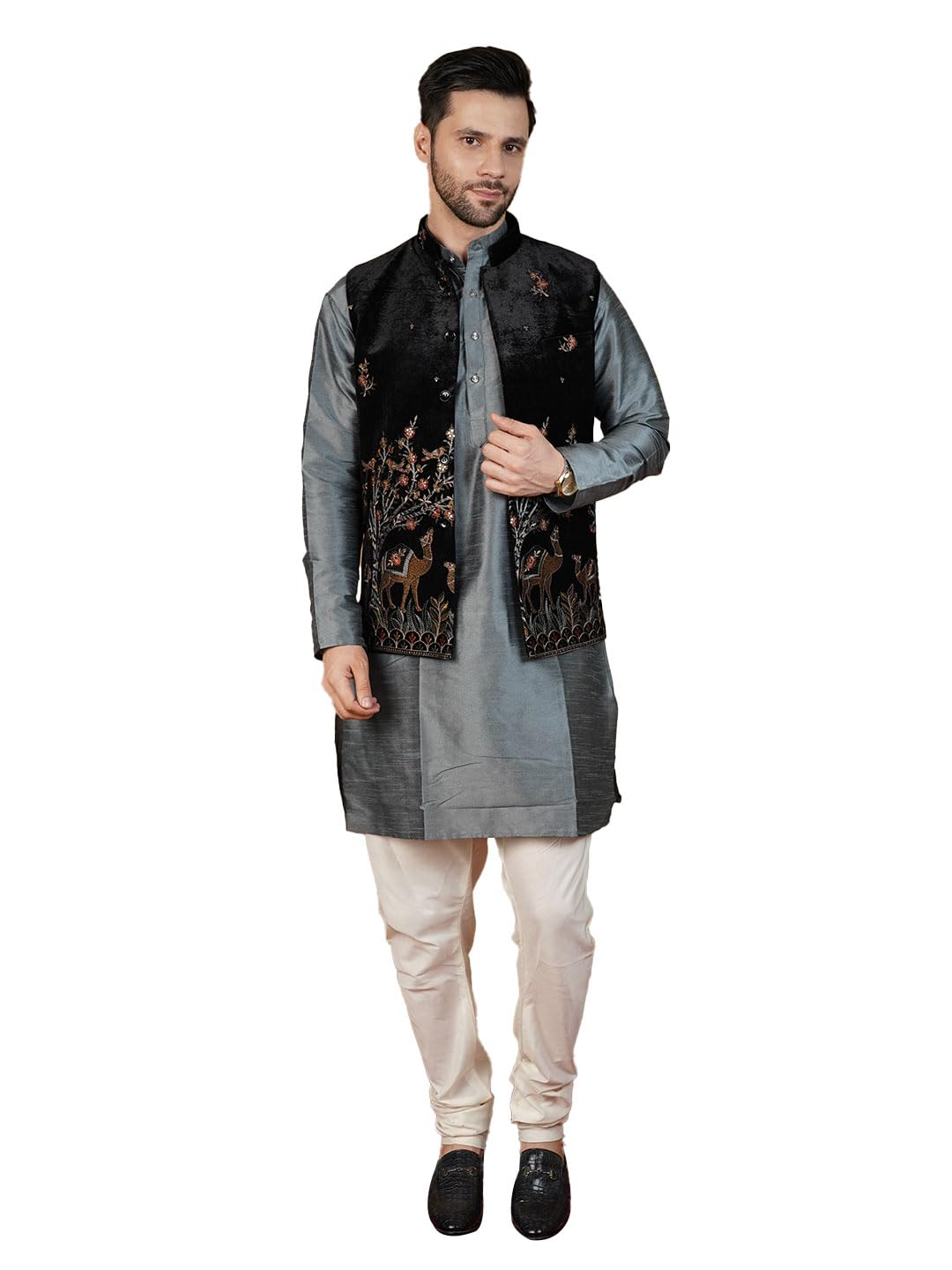 Men's Velvet Black Waistcoat