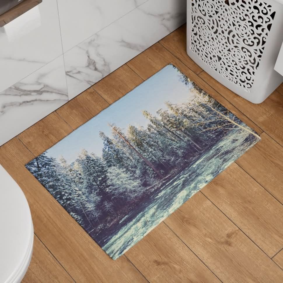 Tapis d'entrée poil ras scène de neige 45x75cm CEVAN