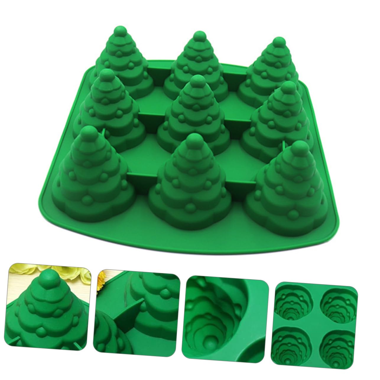 Cabilock 2 Pièces Moule Pâtisserie Silicone Cavités Sapin de Noël Vert Antiadhésif et Inodore Four et Micro Ondes Accessoire Diy pour Biscuits et Gâteaux Festifs