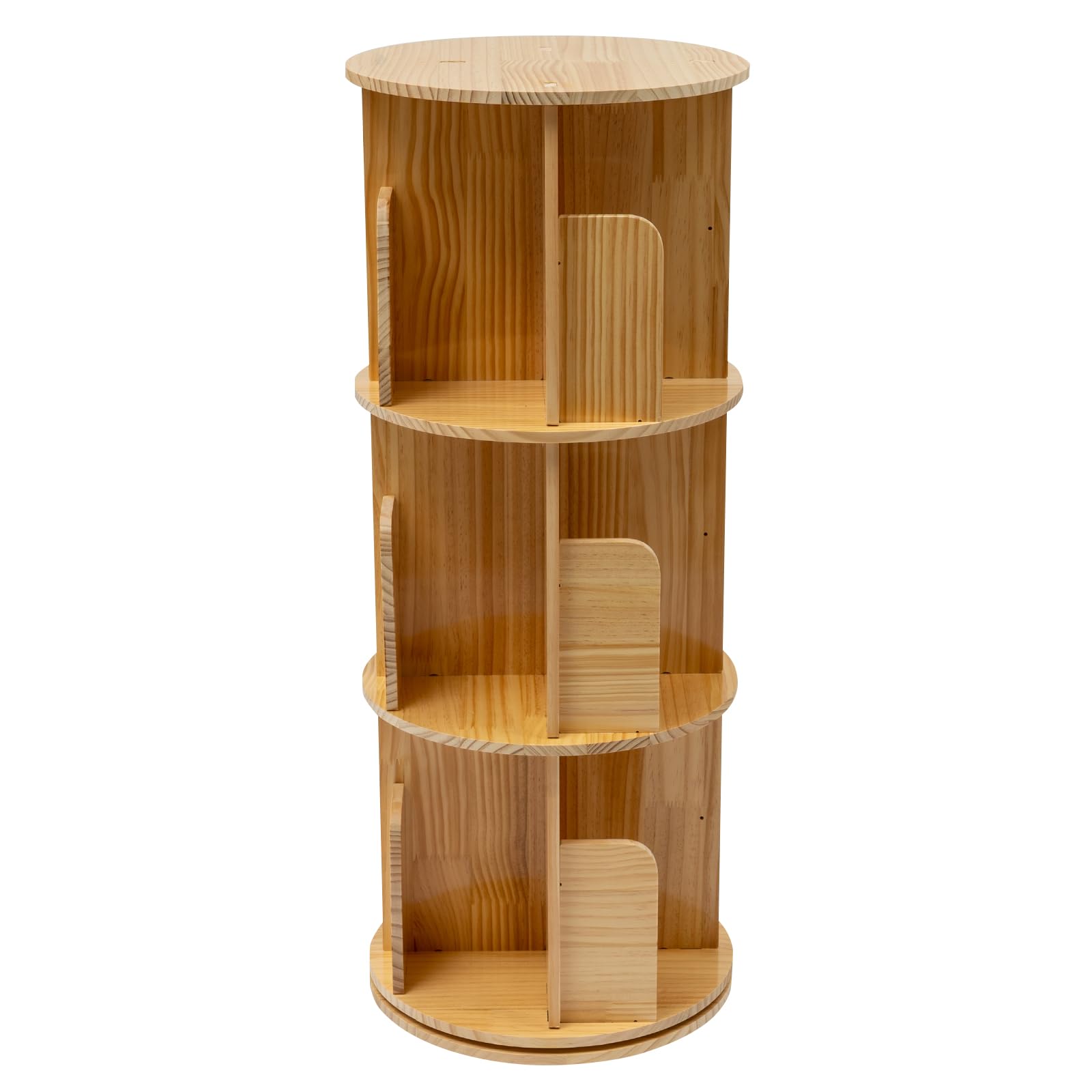 Estantería giratoria de madera de 3 niveles, 360 grados, estantería de oficina de madera de pino, armario de almacenamiento para estudio, oficina, biblioteca, sala de lectura, 45 x 98 cm