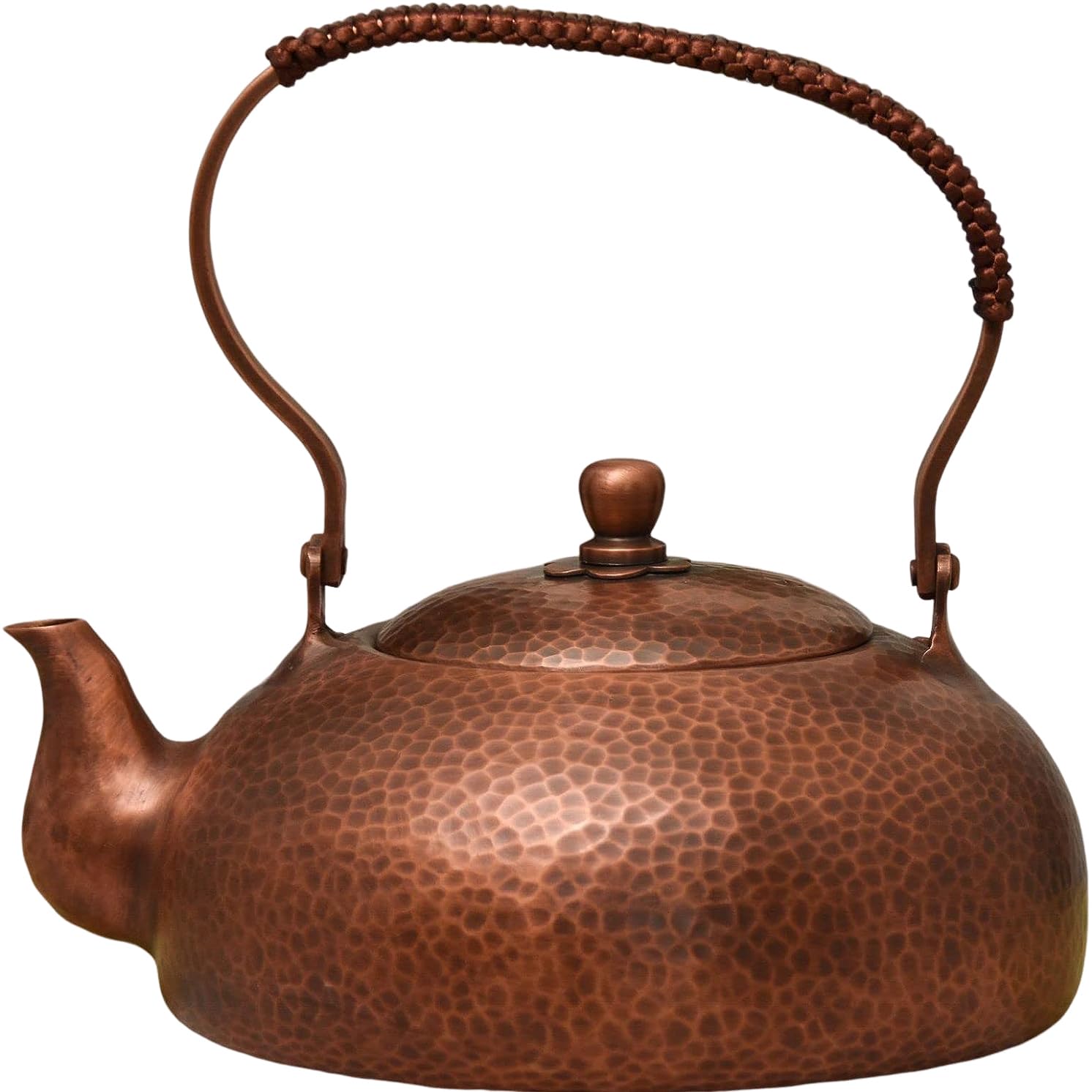 kkekos Handmade Copper Teapot Tea Kettle Chinese Teapot for Stovetop (2000ml,Brown)