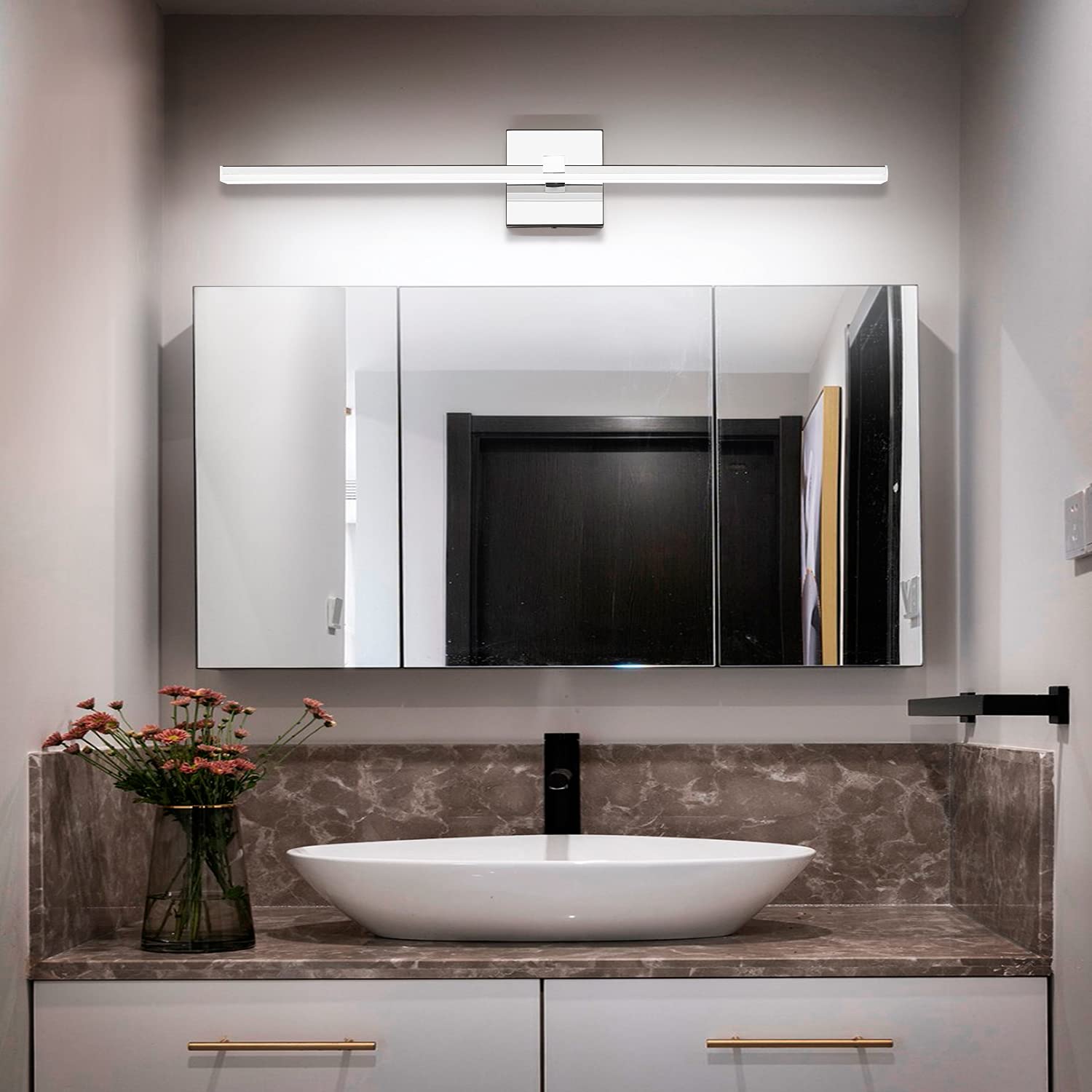 ZUZITO 30 inch Chrome Bathroom Vanity Lights Modern Bathroom