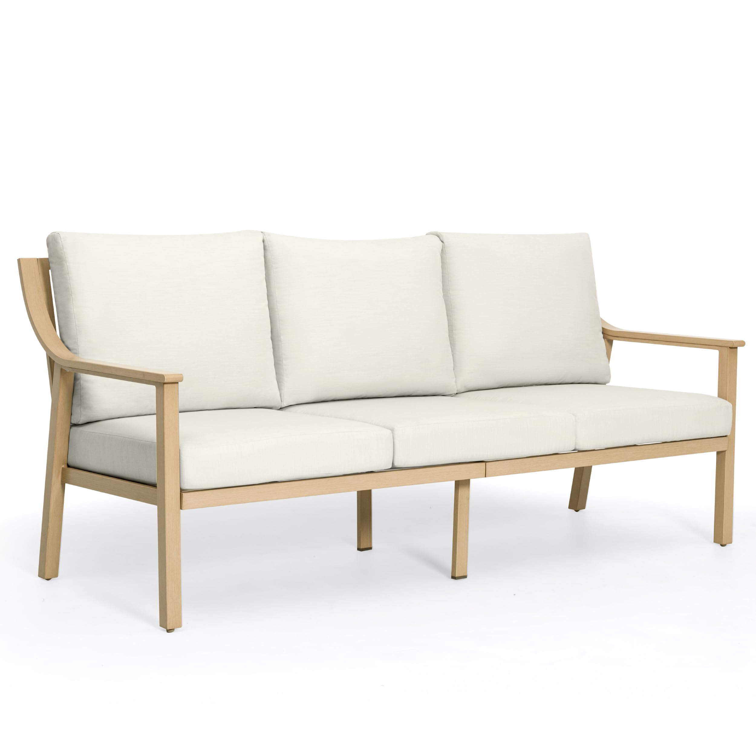 HAPPATIO Patio 3-Seater Couch, All Weather Aluminum Patio Outdoor Furniture, Deep Seat with 4.5" Thicken Removable Cushions for Deck, Lawn, Outside (