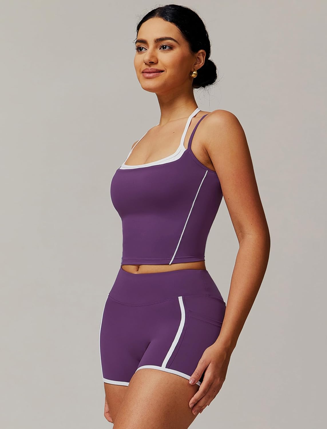 QBGJTD Two Piece Workout Sets For Women Tank Top and High Waist Booty Lifting Shorts Gym Yoga Active Outfits with Pockets