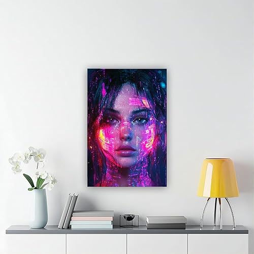 Miniatura 6 de XAHOR Urban Cyberpunk - Retrato de neón  Arte digital femenino futurista retro para pared, póster artístico y arte de pared, póster moderno para