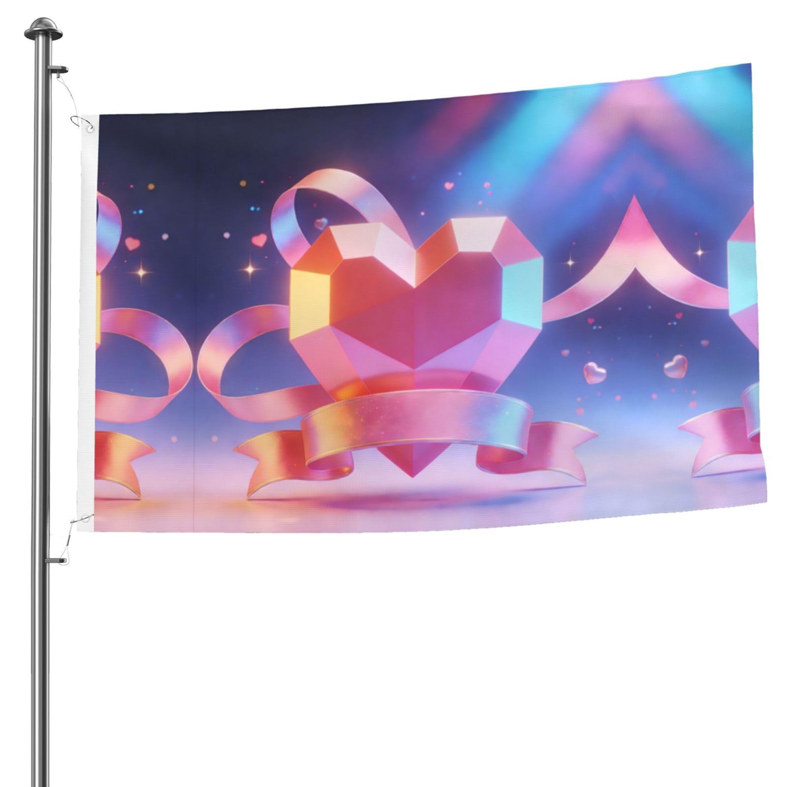 Drapeau Ruban Love double face polyester résistant extérieur œillets