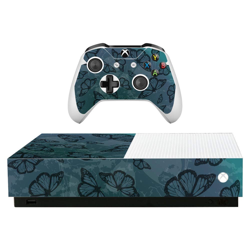 MightySkins Skin for Microsoft Xbox One S All-Digital Edition - Dark Butterfly | Protective, Durable, and Unique Vinyl Decal wrap Cover | Easy to Apply, Remove, and Change Styles | Made in The USA