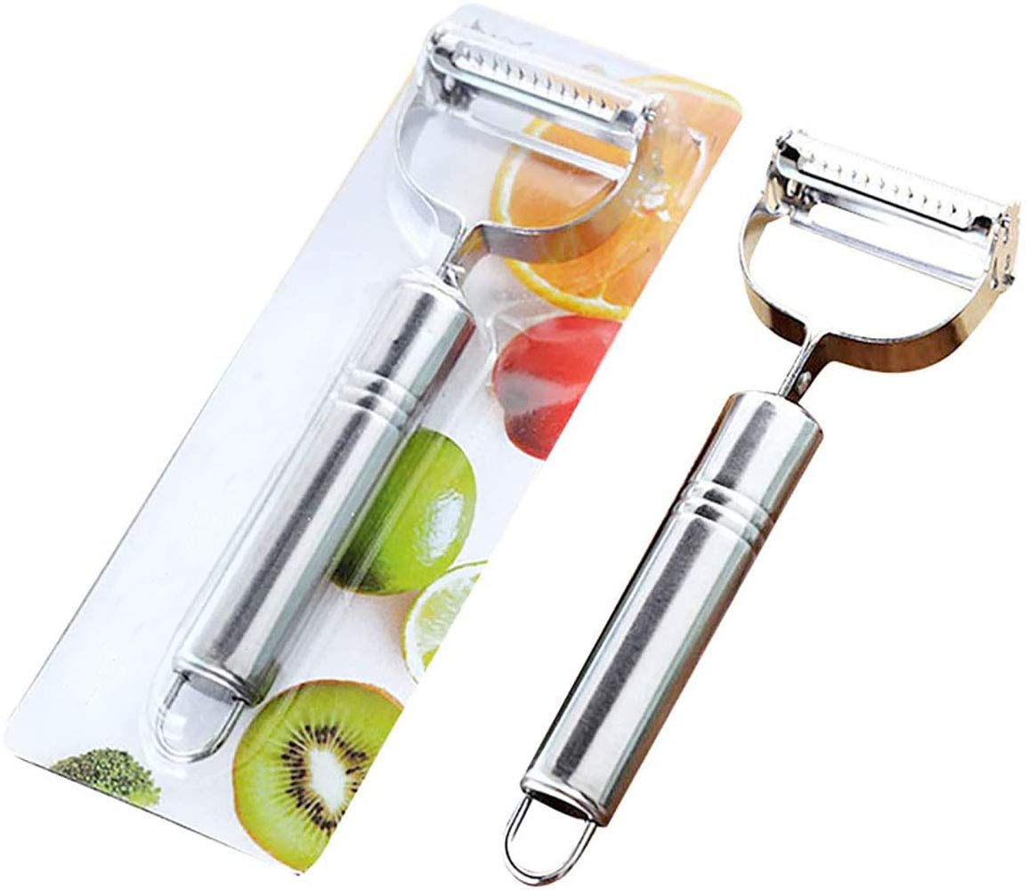 YMZ Creative Kitchen Melon and Fruit Peeler, Multifunctional Zigzag Peeler ?? Multifunctional Double Peeler Potato Grater Dual-Purpose Peeler