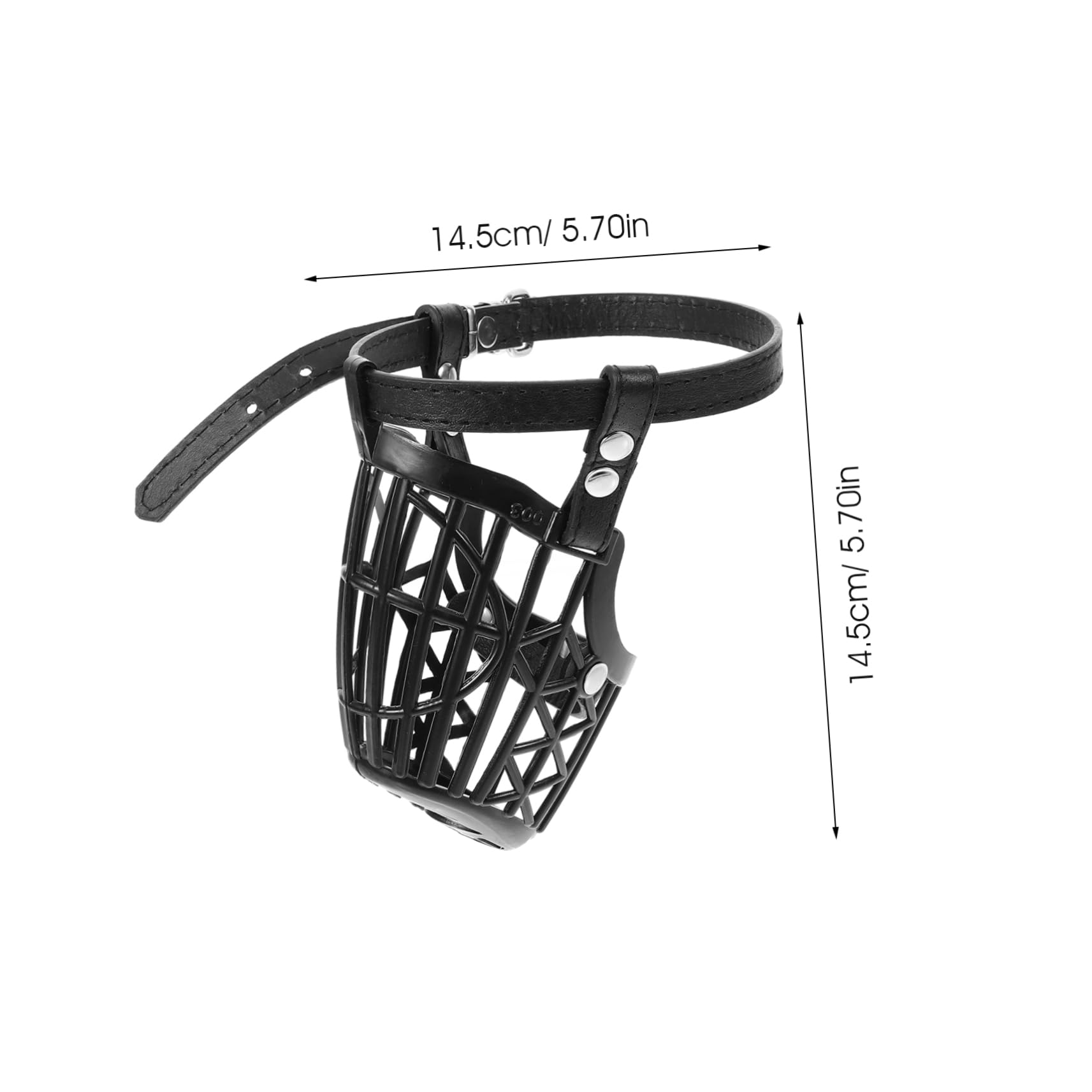 INOOMP Museruola per Cani in Plastica con Cestello Regolabile e Cinturino in Pelle Pu Nero, Set da 7 Unitá Anti-morso Traspirante per Cani e Animali Domestici