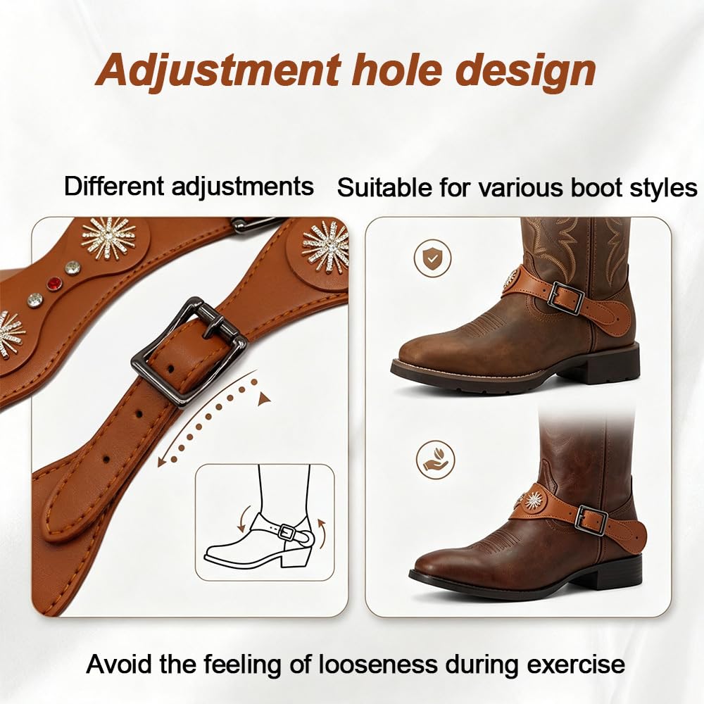 Western Sporenriemen mit Strass, 2 Stück Reitzubehör für Reitstiefel