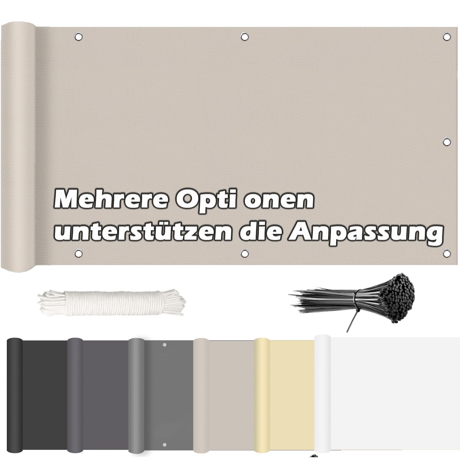 Balkon Sichtschutz 140x600 Cm Wasserabweisend - Mit Ösen Für Terrasse, Pool & Garten