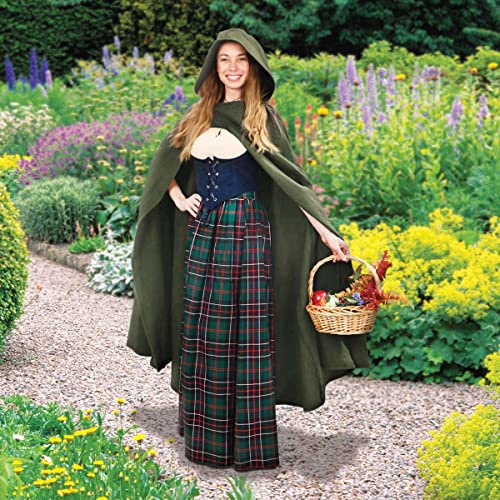 Jpxh Renaissance Hooded Cape Witch Cloak With Hood Medieval Hobbit Halloween Costume-Green thumb #2
