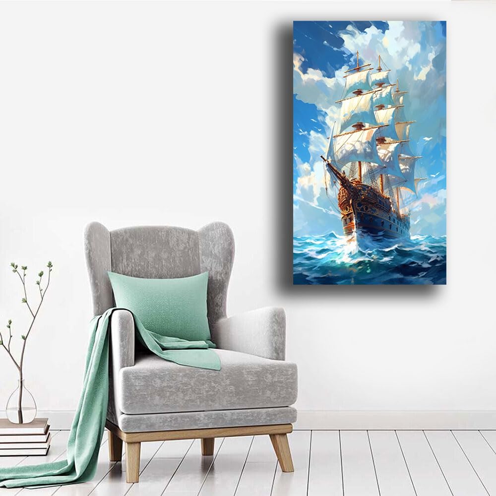 Quadro Moderno Galeone Su Tela - Stampa HD 40x70cm | Decorazione Murale Per Soggiorno, Camera O Ufficio - Foto 3