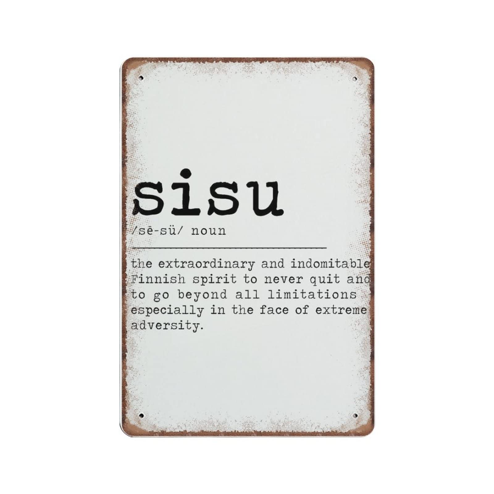rayprint Vintage Metal Tin Sign Sisu Definition Finnish Gifts Funny Retro Wall Art for Kitchen Bathroom Home Decor Gifts Sign 8 X 12 INCH
