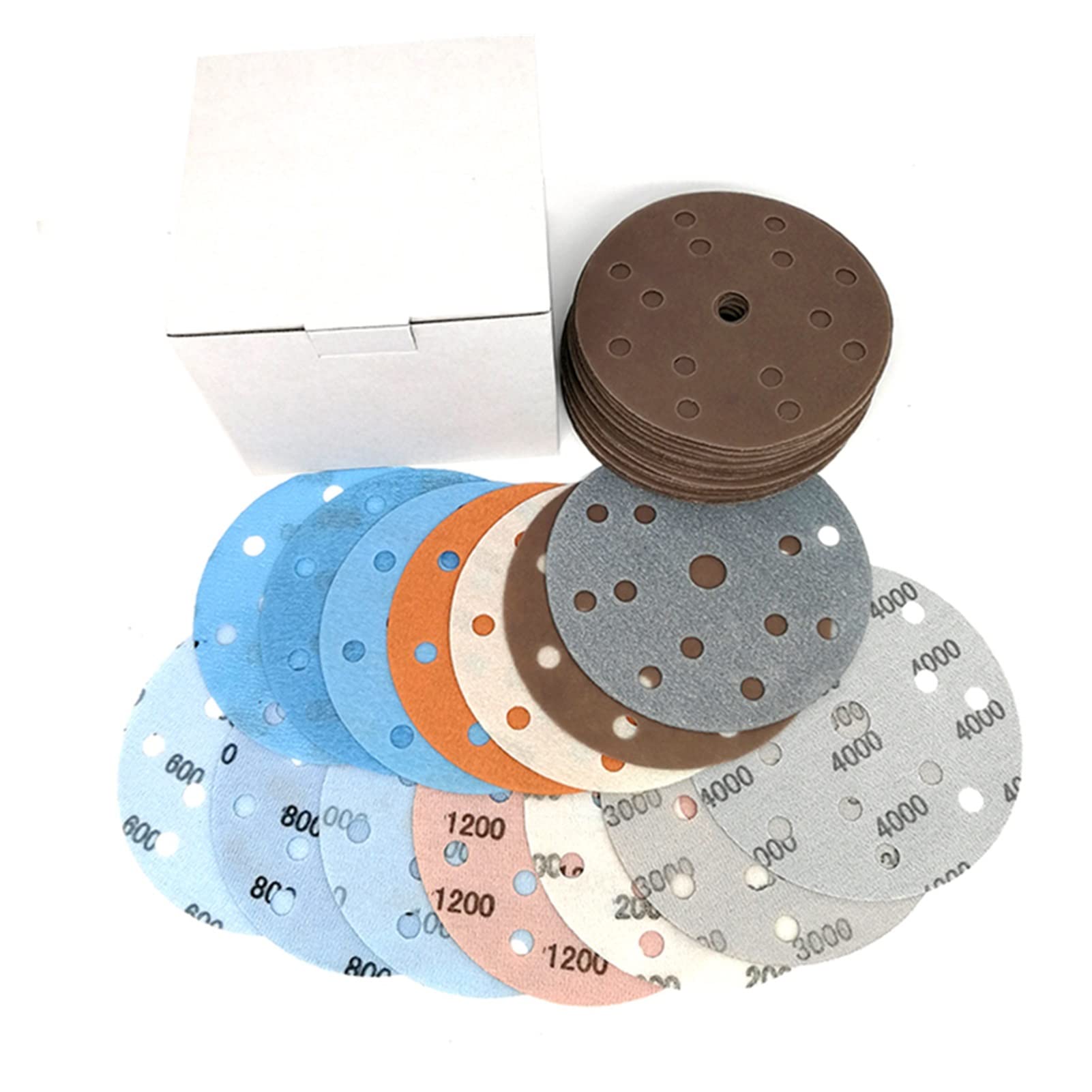 Papel de Lija abrasivo 6 "150 mm 15 Agujero Fv Papel de Lija de la Rueda de la Rueda de la Rueda de la película del Cuerpo de la Cabeza y el Bucle automático Ultra Fino, 600# -4000# Grit