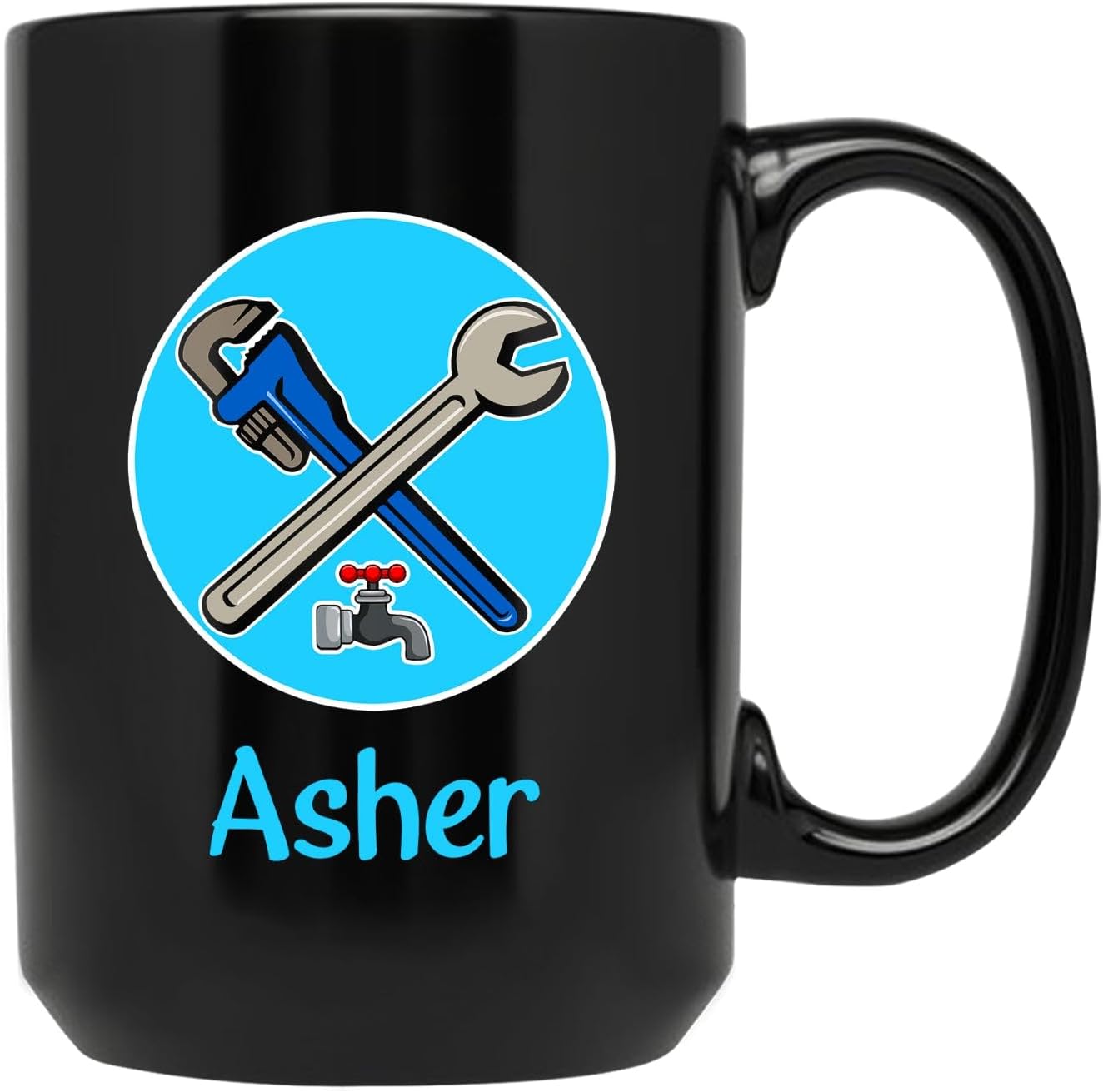Plumbing Coffee Mug Presents for Birthday Holiday, Best Plumber Travel Mugs, Plumbing Pottery Cups, Personalized Water Pipe Repairer Ceramic Cup with Name, Custom 11oz & 15oz Black Mugs