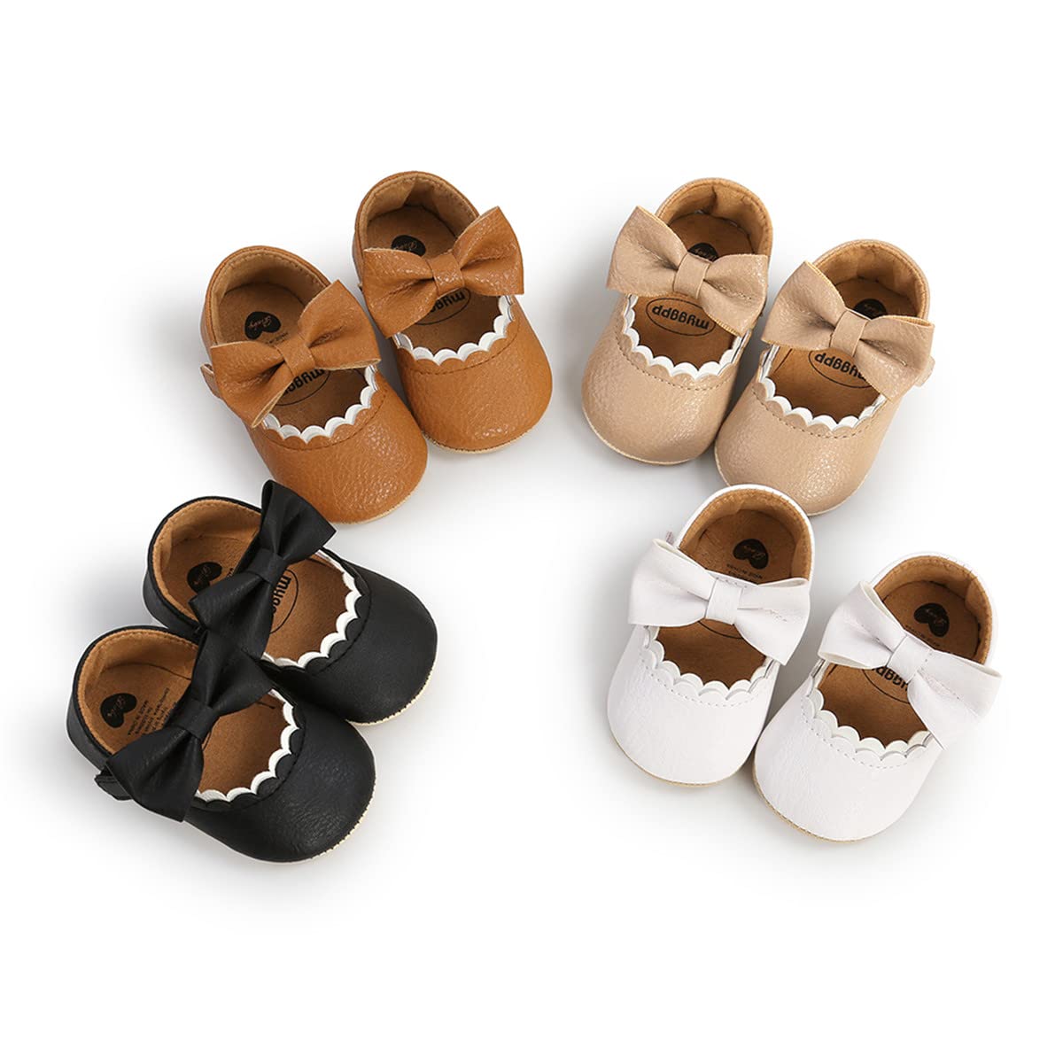 LAFEGEN Zapatos para bebé niña cuero sintético, suela de goma antideslizante para recién nacidos y niños pequeños, 12 blanco, 12-18 mois
