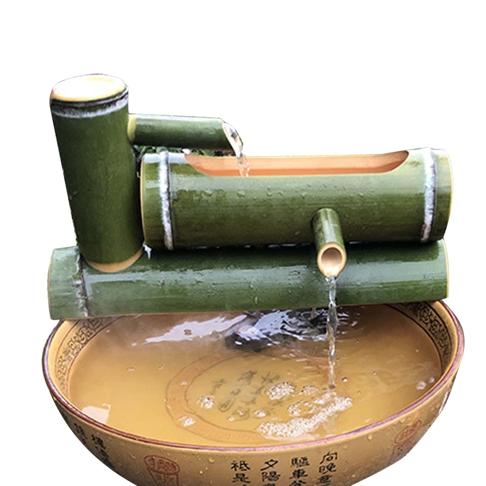 asdchZen Bamboo Water Feature Outdoor,Bamboo Fountain Kit,Water Fountain With Pump Fountain Pump For The Garden, Bird Bath, Fish Tank,35Cm,50cm