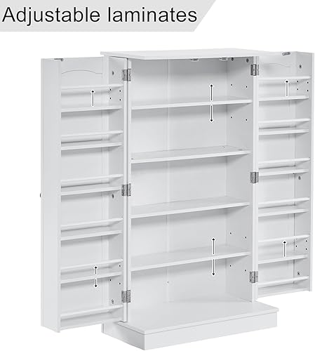 Miniatura 4 de Karl home Armario de despensa de cocina, armario de almacenamiento independiente de 63 pulgadas de alto con puertas acrílicas y estantes ajustables,