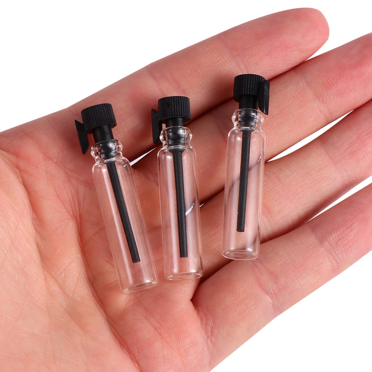 EXCEART 100 Piezas Mini Botellas de Perfume Vacías Frasco Cuentagotas 1 Ml Negro