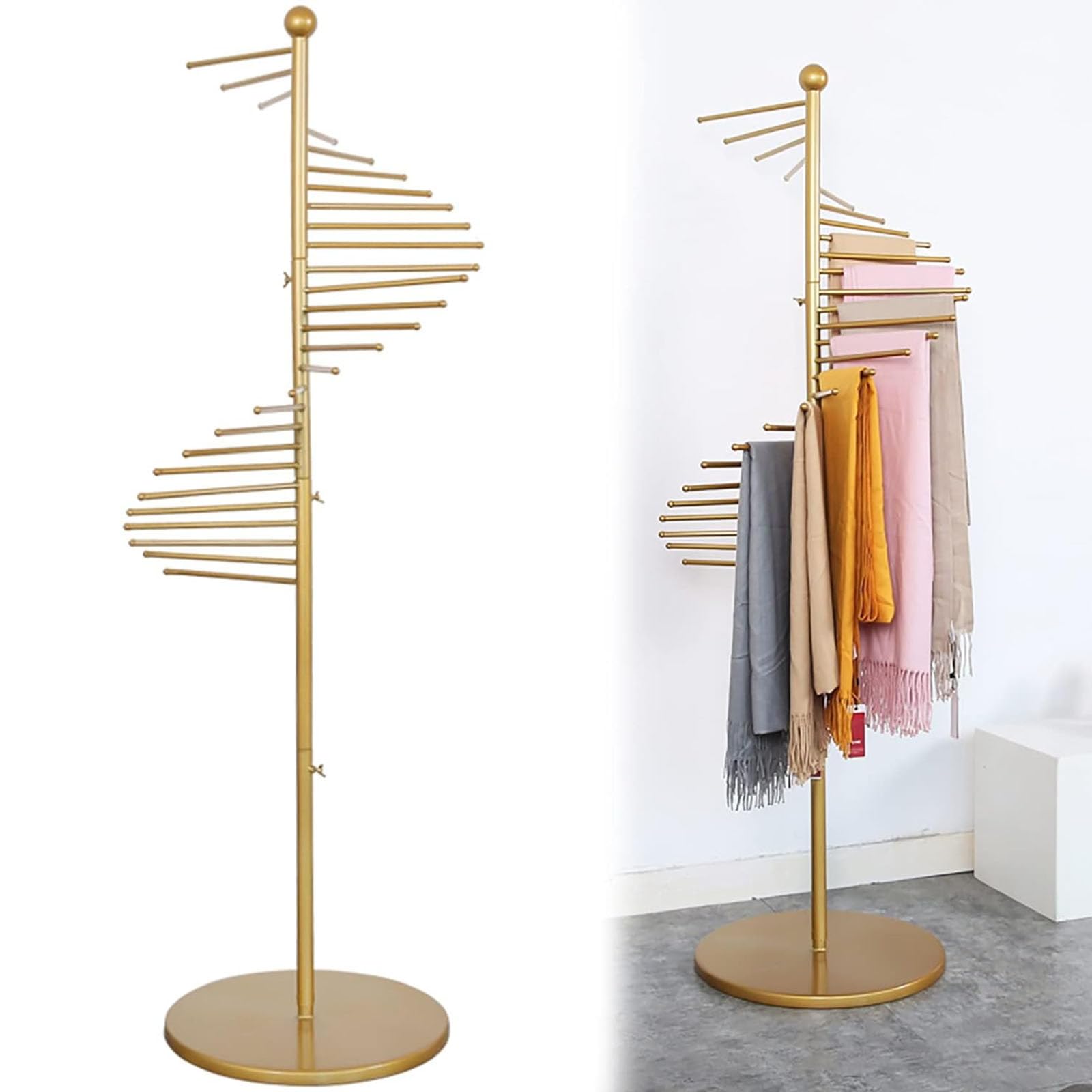 LRZPTDYU 30Rod FloorStanding Metal Spiral Scarf & Hijab nizer SpaceSaving Display Rack for Clothing Stores Belt & Pants Hanr Versatile Home Sto Solut