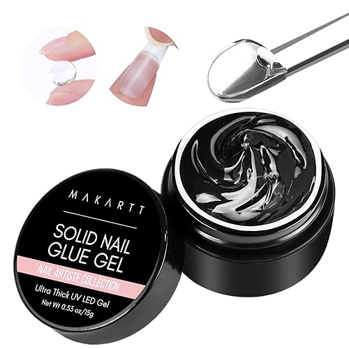Makartt Pegamento de uñas de gel sólido para puntas de uñas postizas, gel de pegamento de 0.5 onzas necesita secado por lámpara súper adhesivo,