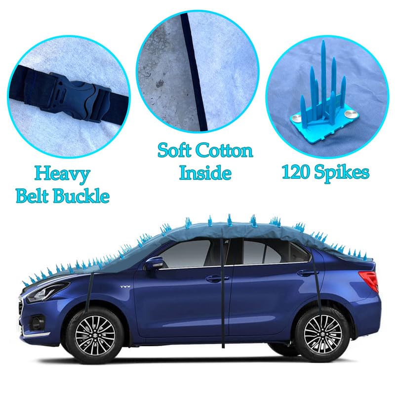 Image of AUTOUNIKO Waterproof Spike Car Cover for Toyota Innova Hycross for Dogs & Monkeys Complete Protection from Dogs & Monkeys Compatible with All Hatchback,Sedan and SUV Cars 16.5 Feet Universal Size