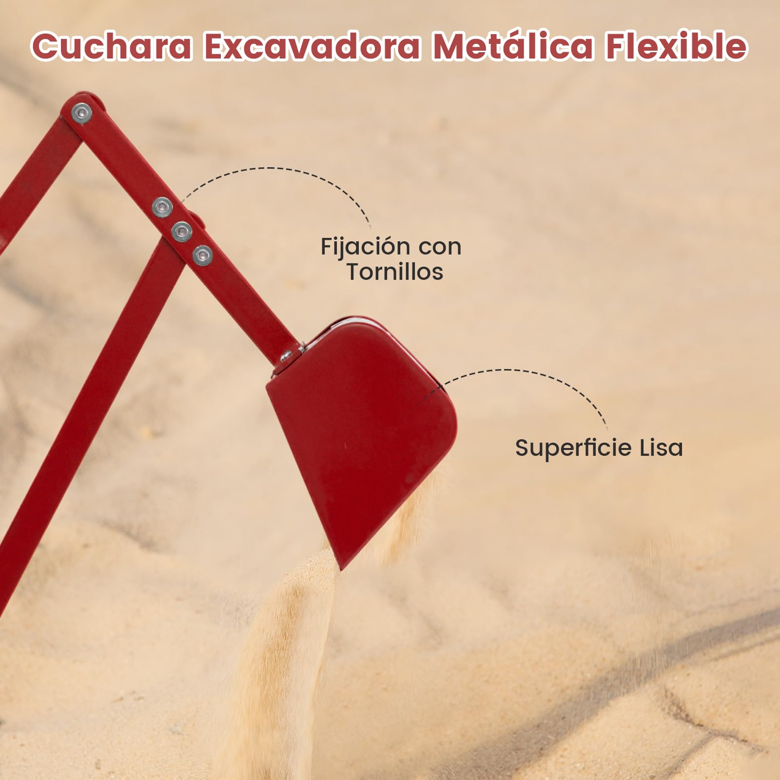 GOPLUS Juguete Excavadora para Niños, Juguete Construcción Infantil con Asiento Giratorio 360°, 2 Brazos y 4 Ruedas Antideslizantes, Mango de Goma, Arena Tierra Nieve, para Niños de 3+Años (Rojo)