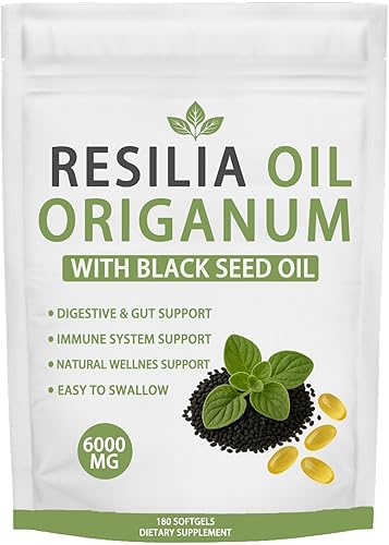 de orégano, 180 cápsulas blandas6,000 mg de aceite de orégano con aceite de semilla negra, suplemento dietético para apoyo inmunológico y digestivo,