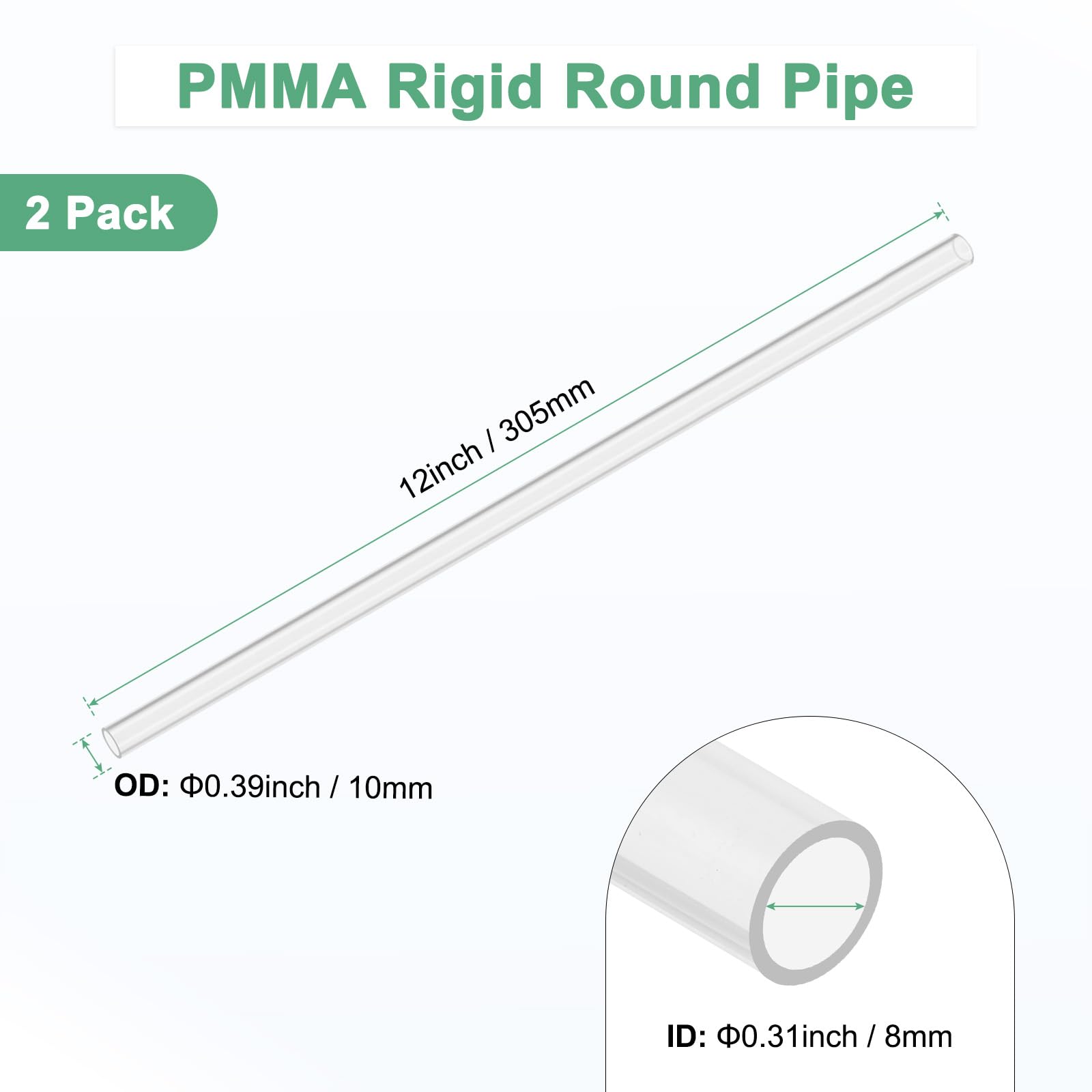Stück PVC-Rundrohr 17,6 mm ID 22 mm OD 9 Länge dunkelgrau hohe Schlagfestigkeit
