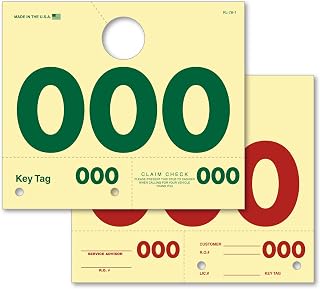 Automotive Service Dispatch Numbers – 3&4 Digit Numbered Tags with Claim Checks & Key Tags – 3-Part Double Sided Car Repair Tags for Auto Shops & Dealerships - Numbers 000-999 - 1000 Count