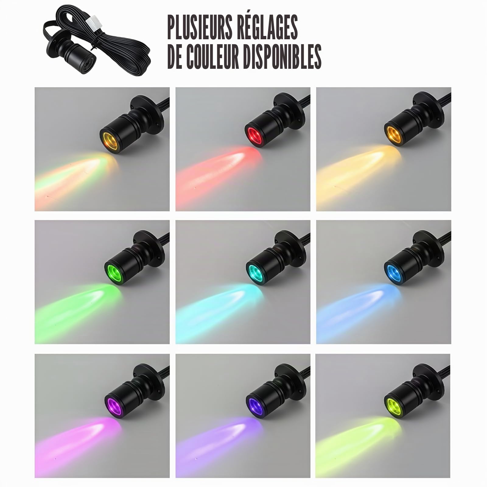 Lot de 4 mini spots LED avec télécommande, 1,5 W, orientable à 180°, éclairage d'armoire, contrôle Bluetooth, petit kit d'éclairage d'accentuation à intensité variable, pour bijoux, couloir, vitrines