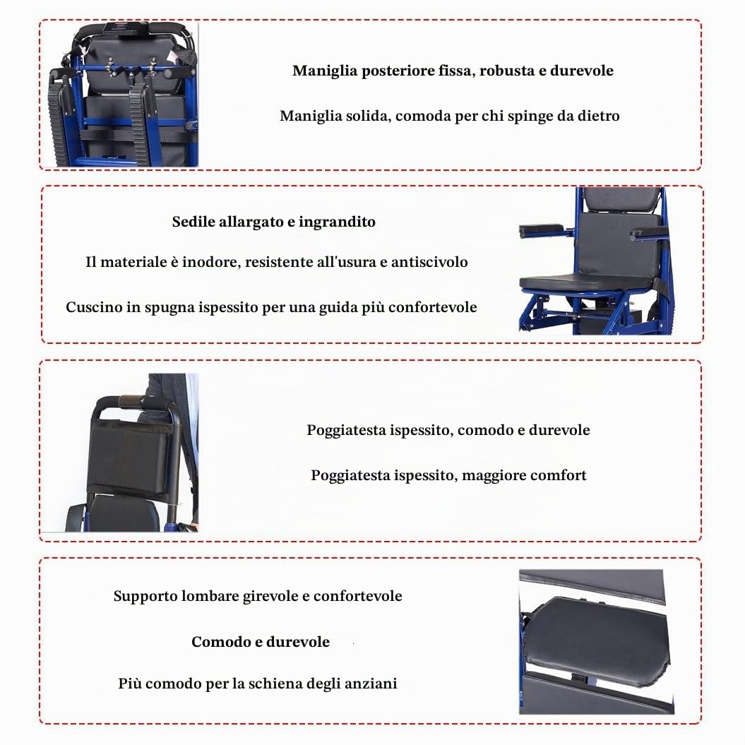 Scalatore Elettrico Cingolato Montascale elettrico cingolato, montascale elettrico, montascale per anziani, montascale portatile, sedia a rotelle cingolata per scale, batteria al litio da 13