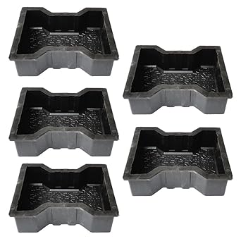 Reyal Dumbell Paver Block Mould Pack of 5 (Black PVC) Make in India | PVC Rubber Mould | Outdoor Paving Stone Maker