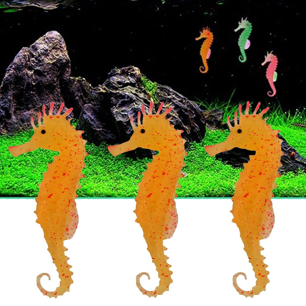 Yuexinch Multicolour Aquarium Ornament Glowing Sea Horse Floating Effect Artificial Sea Horse Use For Fish Tank Decoration Aquarium Fish Tank Random Color