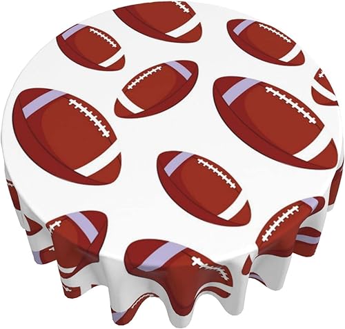 Miniatura 6 de AFHYZY Mantel redondo de fútbol, resistente a las arrugas, impermeable, 60 pulgadas, lavable, para cocina, fiesta, picnic, decoración de otoño para