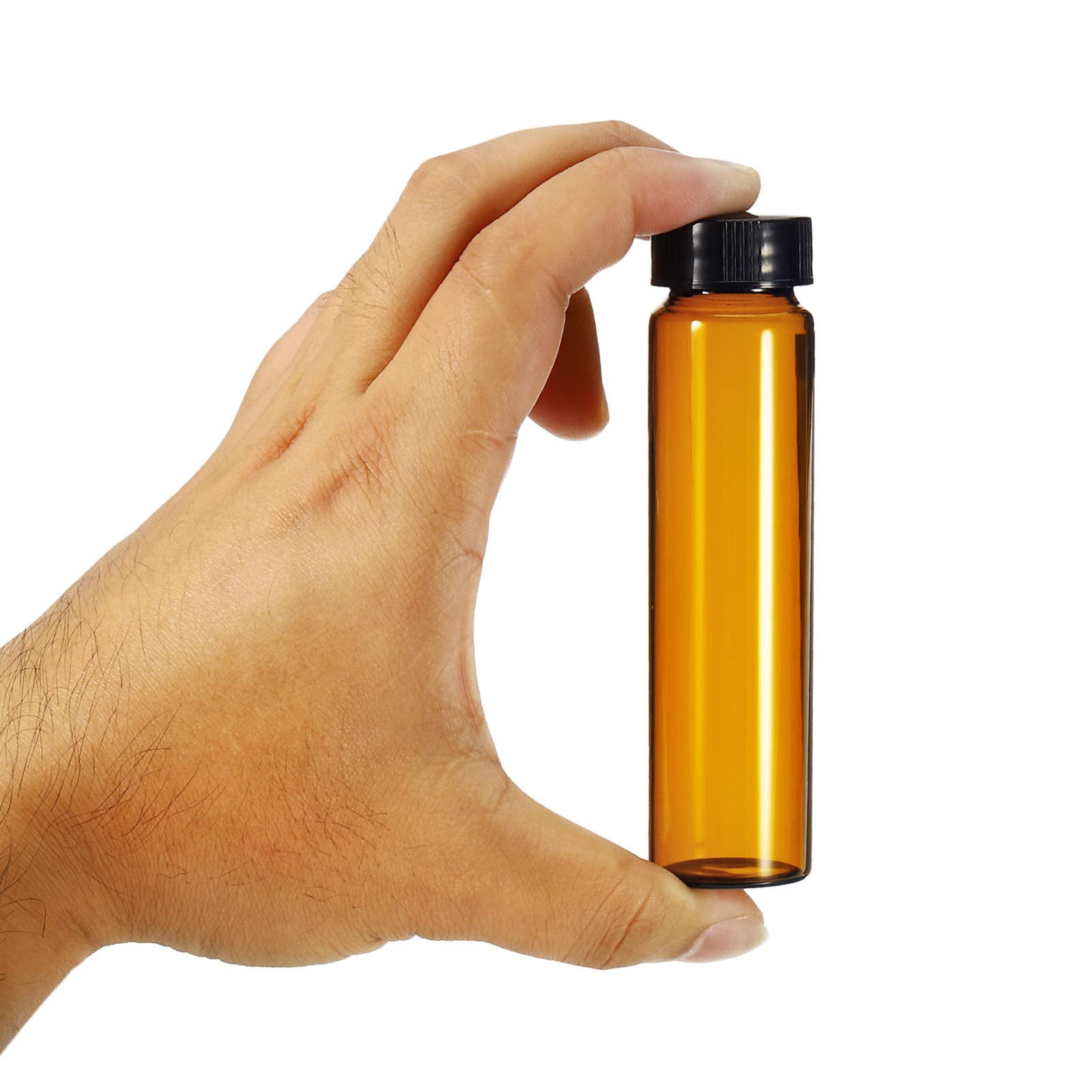 PATIKIL 50 ml Reagenz-Medienflasche, 10 Stück, runde Glas-Aufbewahrungsflaschen, Kunststoff-Schraubverschluss für Labor, Braun