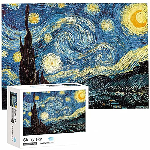 BISHE Puzzles Jigsaw Puzzle 1000 Pieces Puzzles for Kids and Adults -Van Goghâ€™s The Starry Night- - DIY Mural Painting Entertainment Intellectual Educational Toy