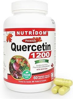 Nutridom Quercetin 600mg - Bioflavonoid - Quercetin Supplement - Supports Healthy Cellular Function, Cardiovascular Health, Immune Health & Response - Derived from the bud of the Japanese Pagoda tree, Non-GMO, Vegan, Gluten-free, Veggie Capsules (60 Count)