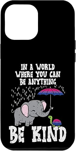 Funda de regalo para iPhone 14 Pro Max World Be Kind Elephant Turtle Bisexual Pride Bi Flag