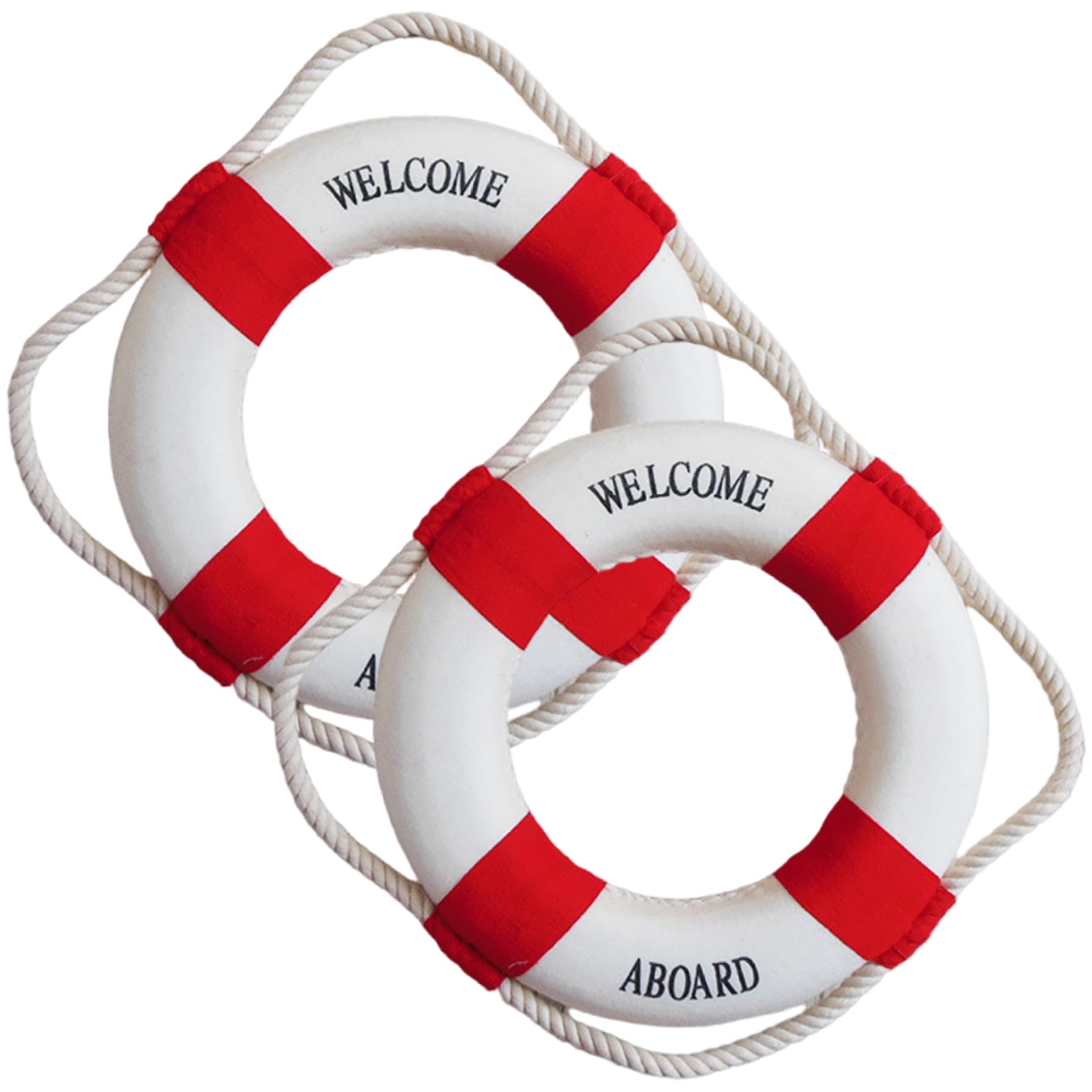 2Pcs Life Preserver Ring, 8 Inch Pool Safety Ring with Perimeter Rope, Portable Lightweight Throwable Flotation Device, Mediterranean Decor for Swimming Pool, Lake, River, Seaside Life Preserver