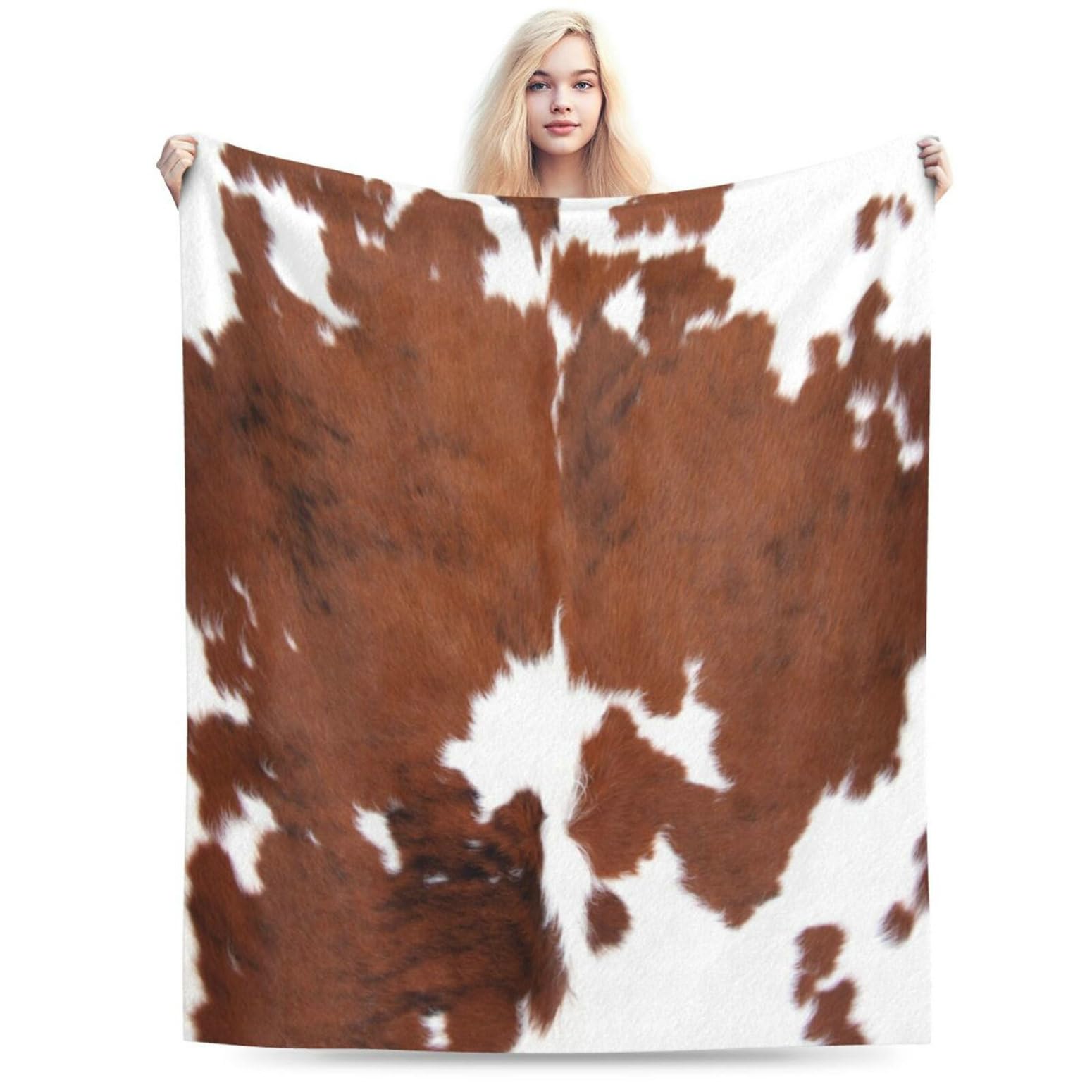 HGOD DESIGNS Couverture polaire en flanelle légère avec motif imprimé peau de vache pour lit, canapé, voyage, cadeau d'anniversaire pour adolescents, 130 x 150 cm