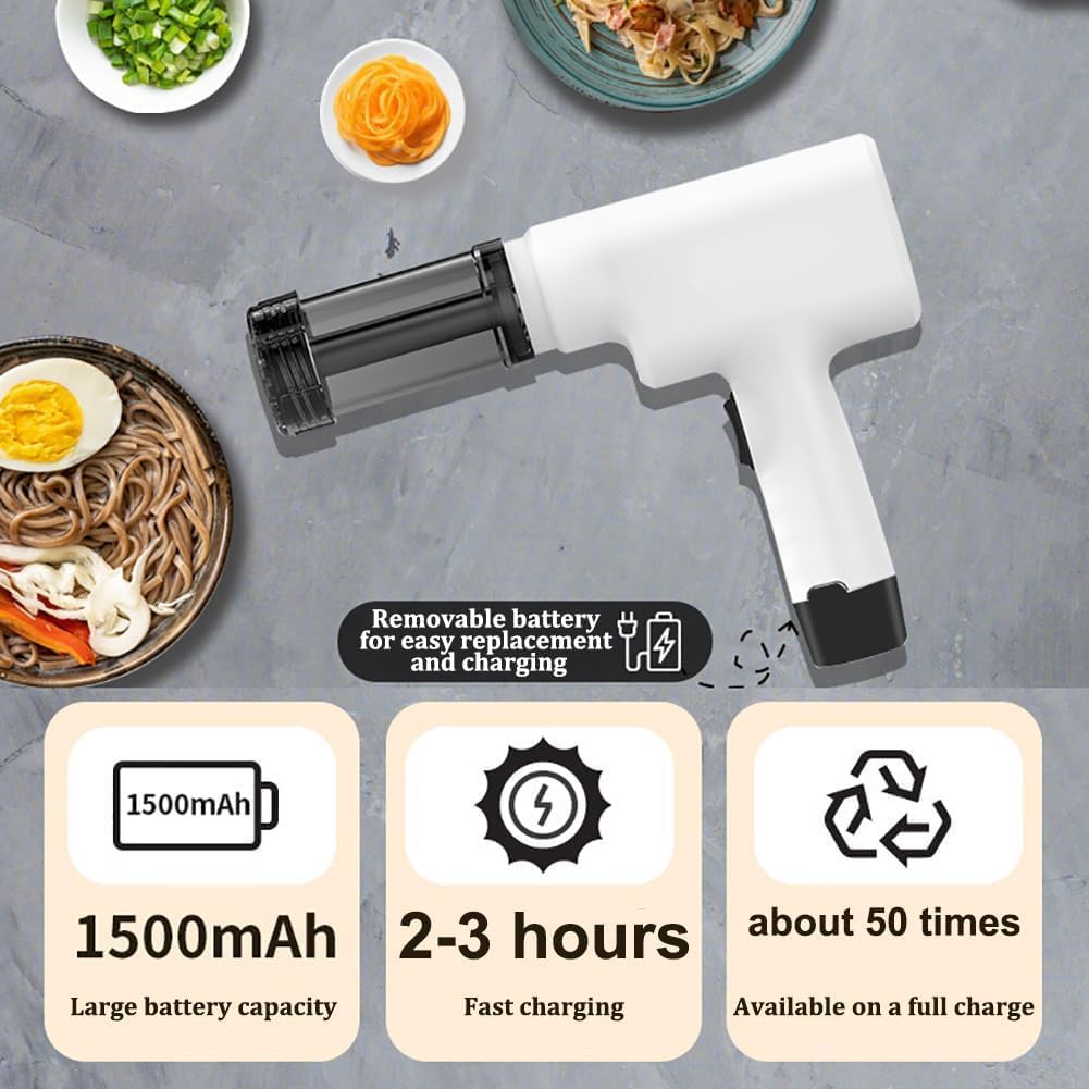 Handheld Electric Pasta Noodle Machine, Household Portable Pasta Pressing Machine, Small Electric Multi-Function Sausage Machine, for Pasta, Spaghetti And Fettuccine, Wireless Handheld Design A