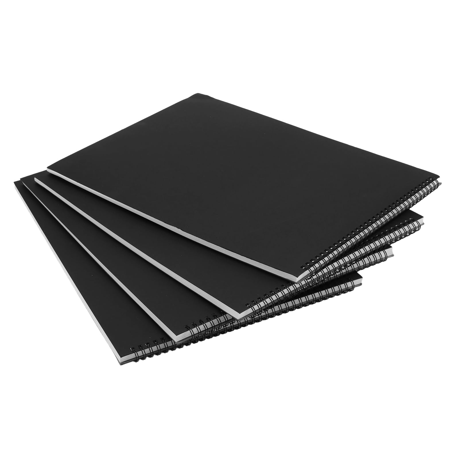 SOUJAP 4 Pack A3 Sketch Book, Spiral Bound Hardback Sketchbook, 160gsm, 30 Sheets, Landscape, Black, 297 x 420 mm