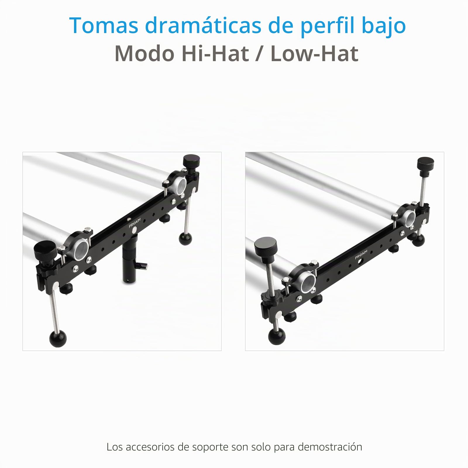 Dolly Deslizante PROAIM Breeza de Aluminio con Extremos de riel, 100 kg | Slider de aluminio CNC con 16 ruedas flotantes; suave en rieles rectos o curvos, montajes Mitchell, 75 y 100 mm
